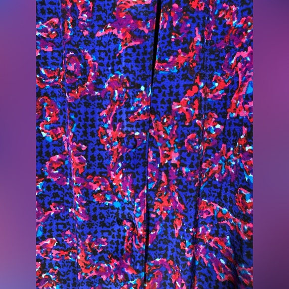 Vintage 80s Petites by Willi Blue and Red Abstract Patterned Maxi Dress - Picture 5 of 8
